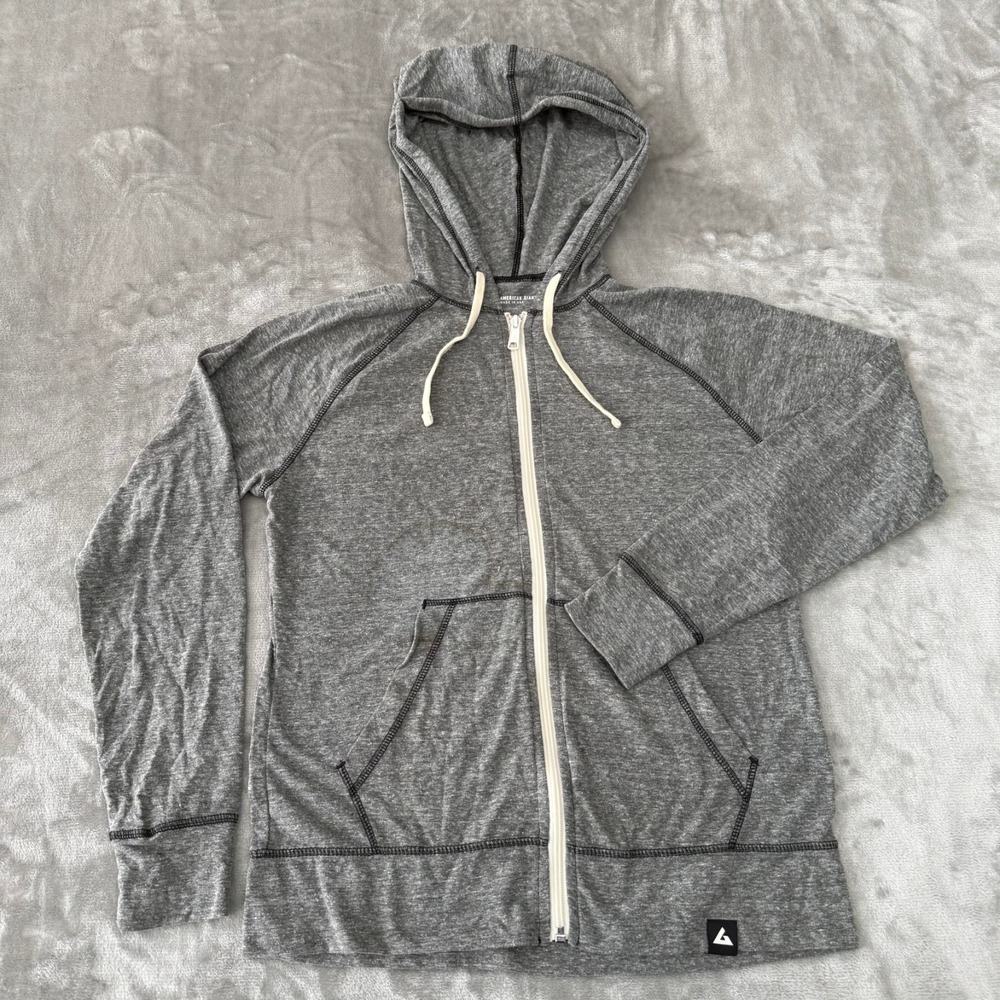 American Giant Lightweight Full Zip Hoodie Women Medium Gray $85 USA NWOT Defect